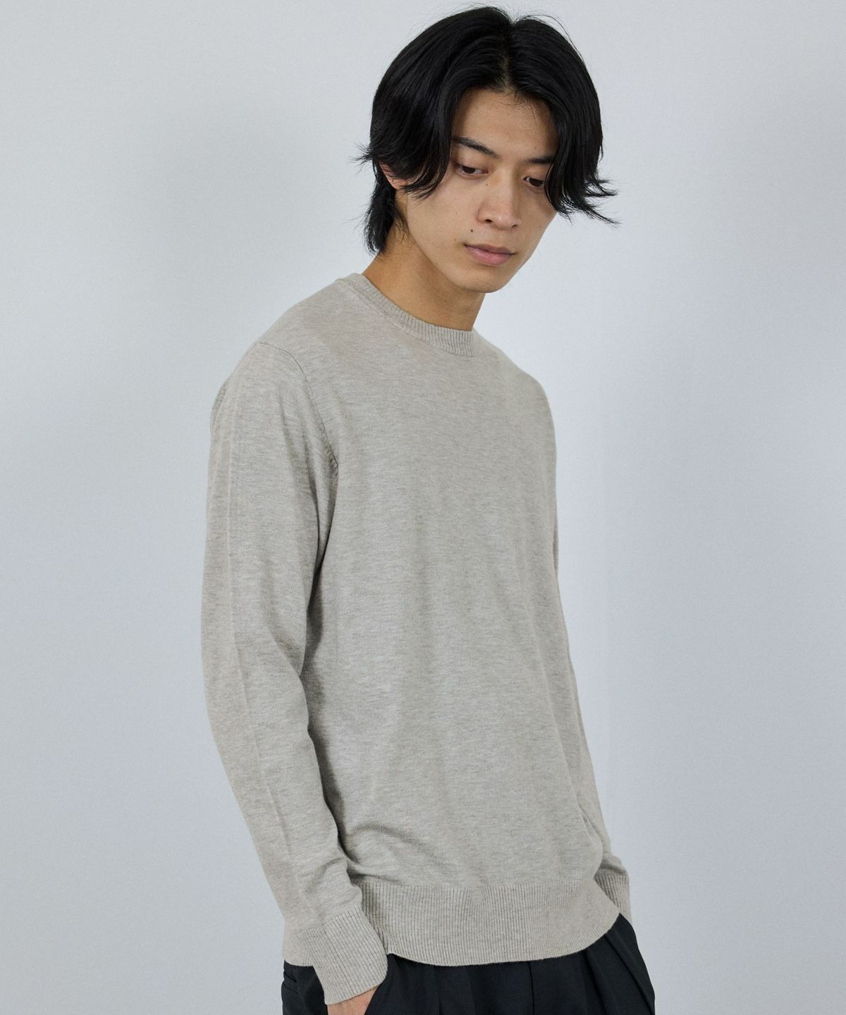 [期間限定価格]NAVY 素肌ニット クルーネック メンズ