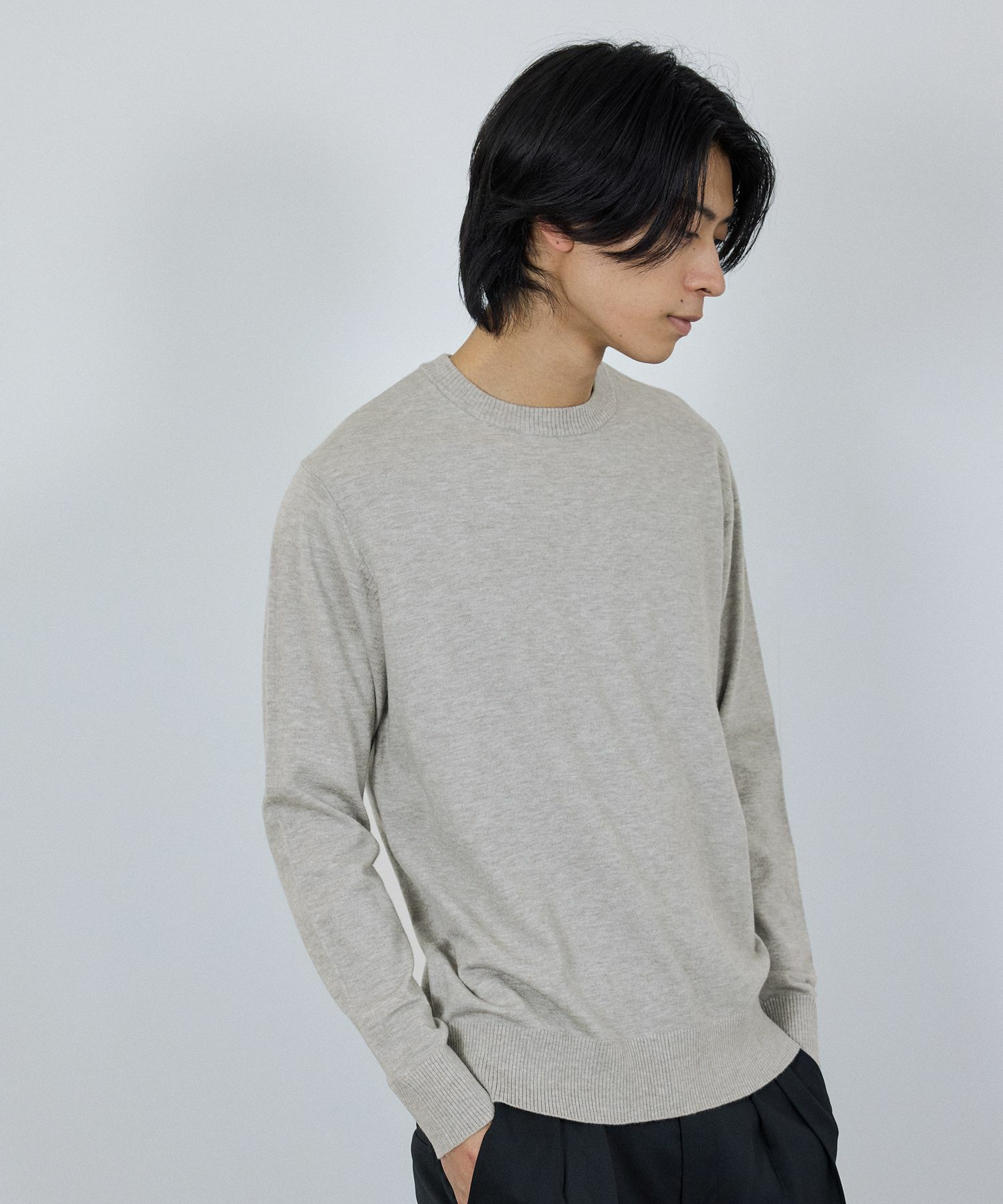 [期間限定価格]NAVY 素肌ニット クルーネック メンズ