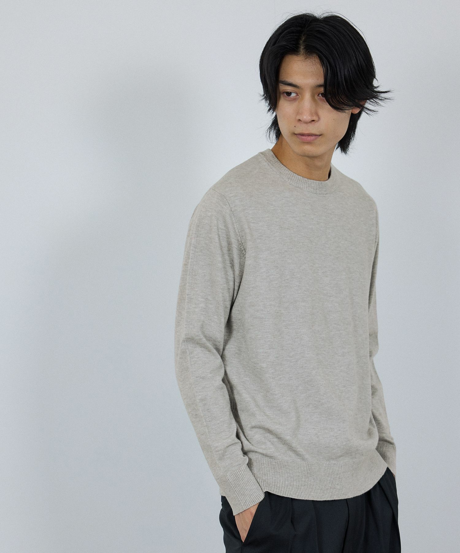 NAVY  素肌ニット クルーネック メンズ商品画像-11