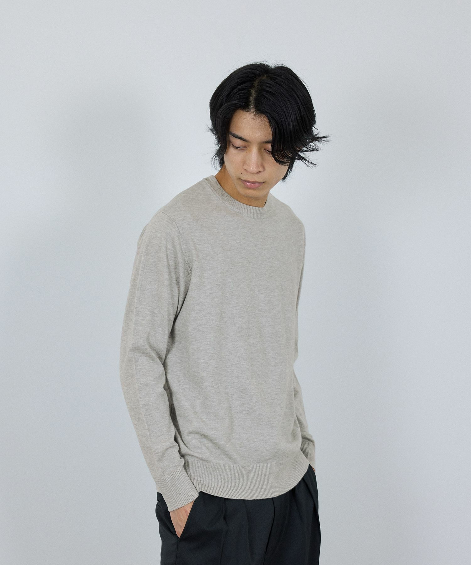 [期間限定価格]NAVY 素肌ニット クルーネック メンズ