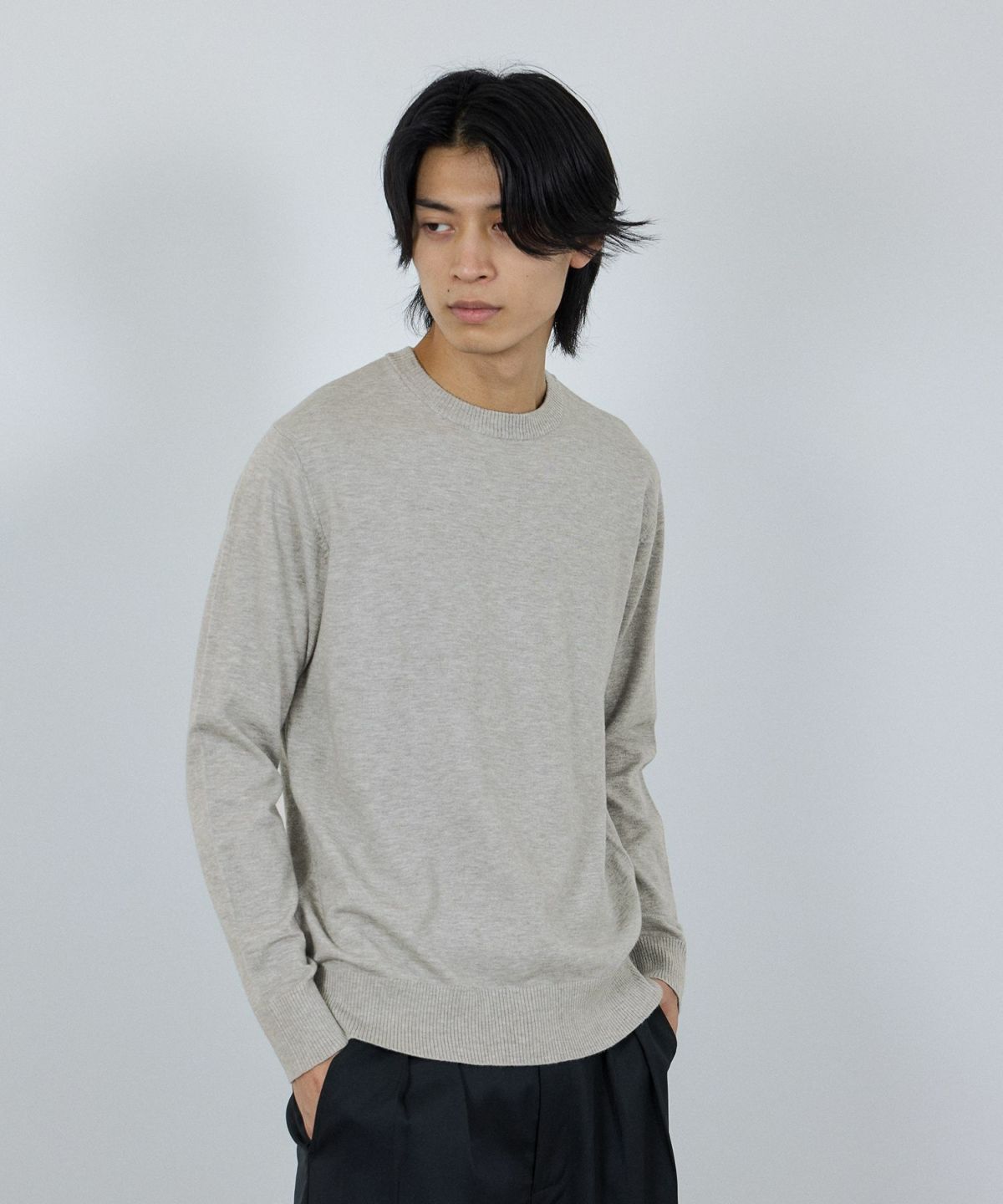 [期間限定価格]NAVY 素肌ニット クルーネック メンズ