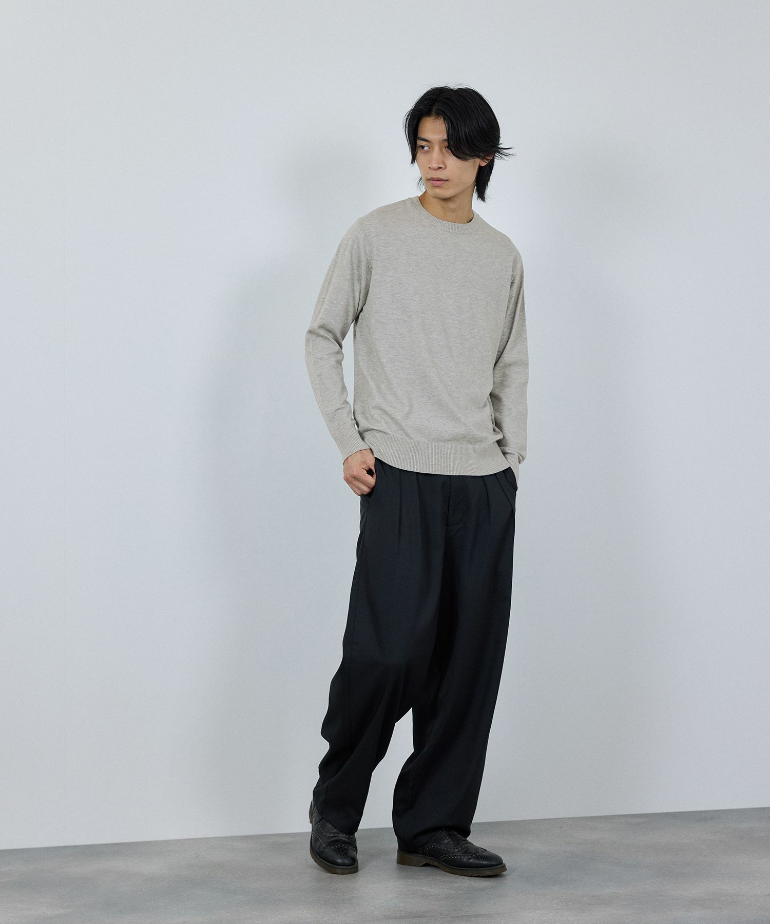 NAVY  素肌ニット クルーネック メンズ商品画像-14