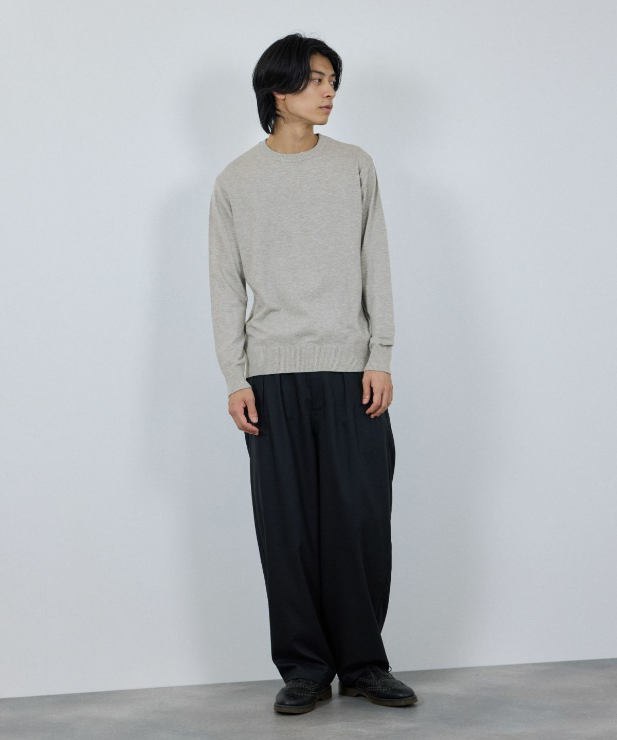 [期間限定価格]NAVY 素肌ニット クルーネック メンズ