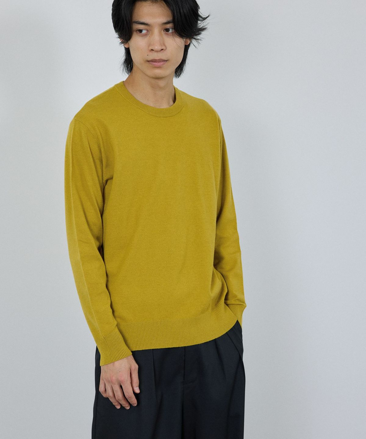 [期間限定価格]NAVY 素肌ニット クルーネック メンズ