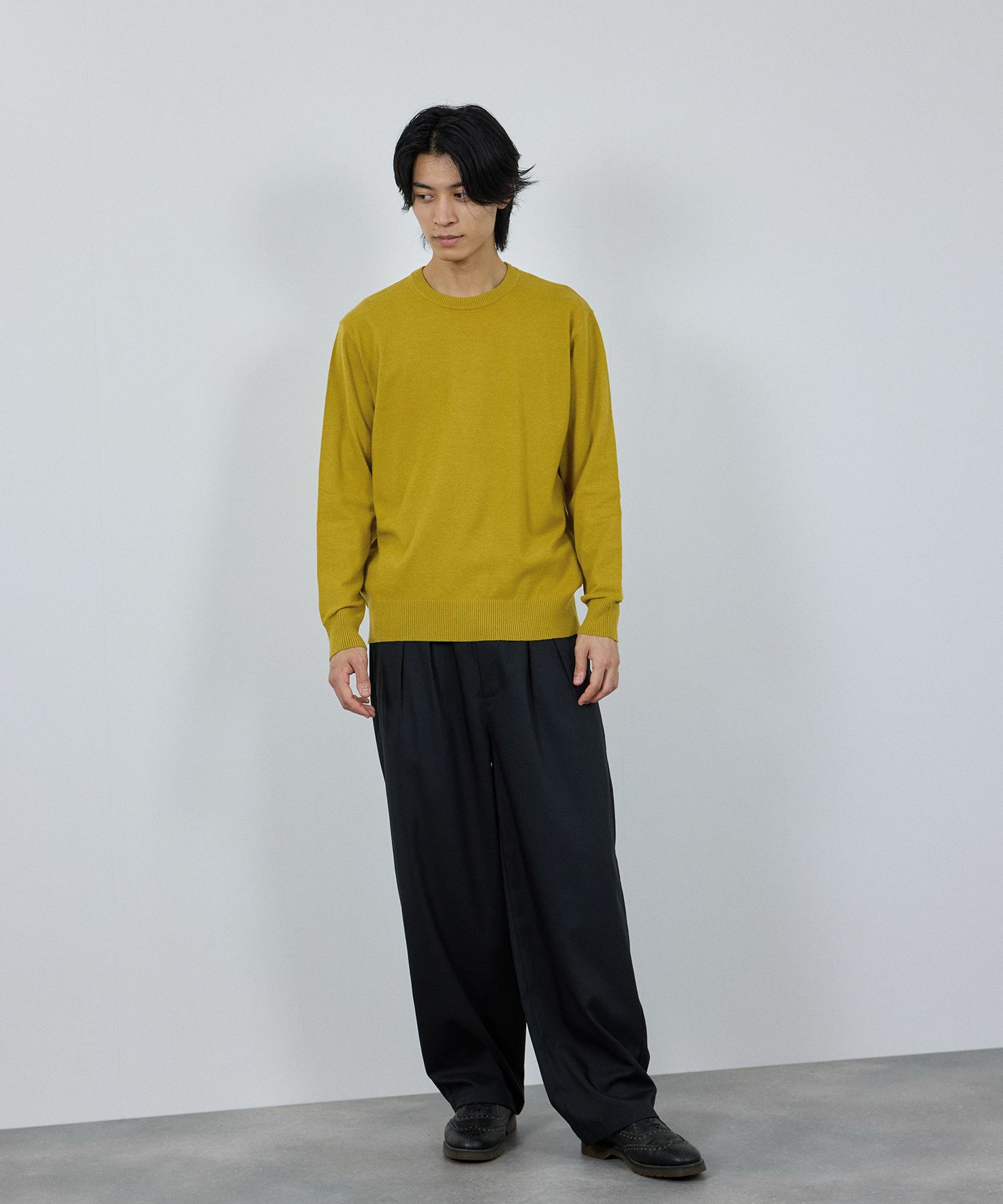 [期間限定価格]NAVY 素肌ニット クルーネック メンズ