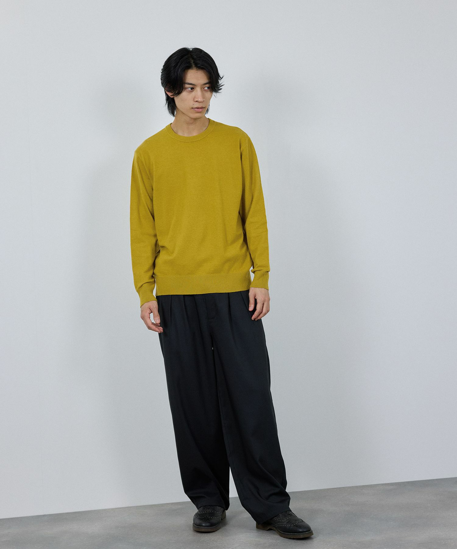 [期間限定価格]NAVY 素肌ニット クルーネック メンズ