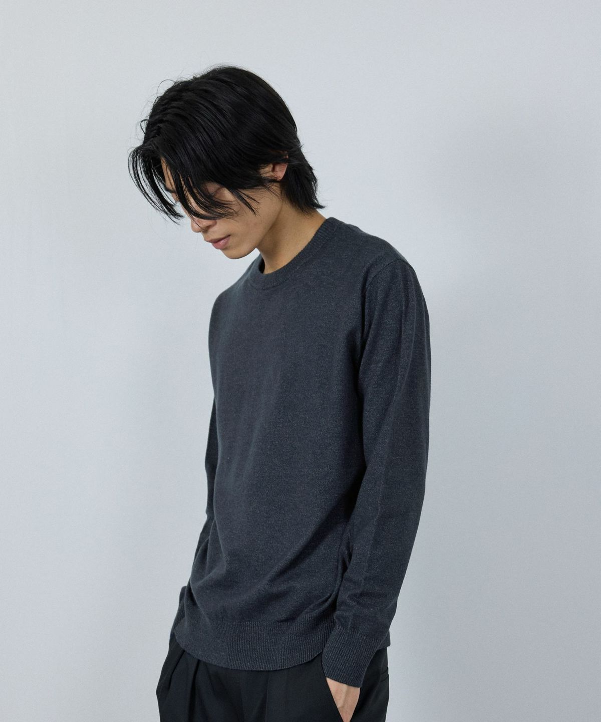 [期間限定価格]NAVY 素肌ニット クルーネック メンズ