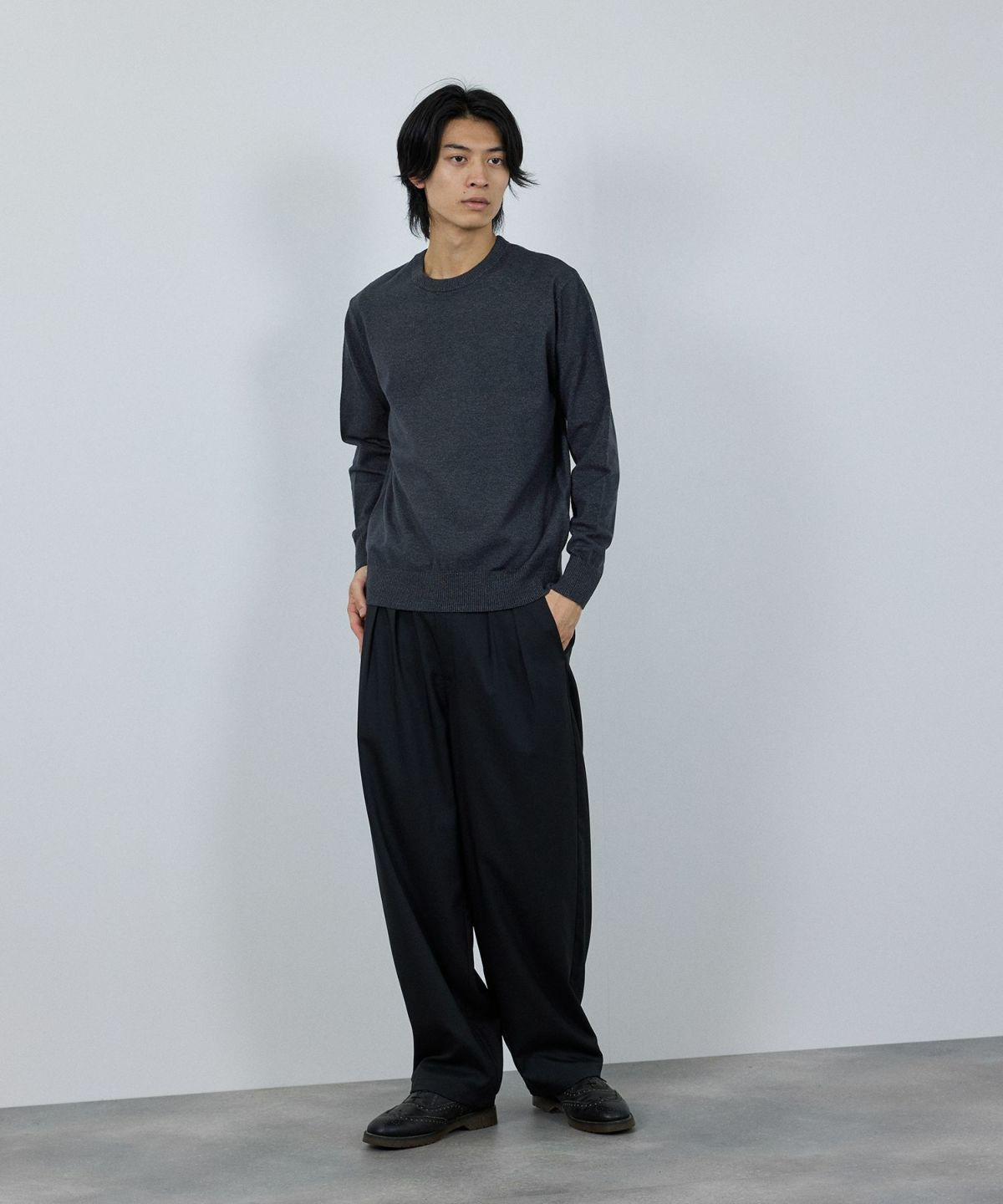 [期間限定価格]NAVY 素肌ニット クルーネック メンズ