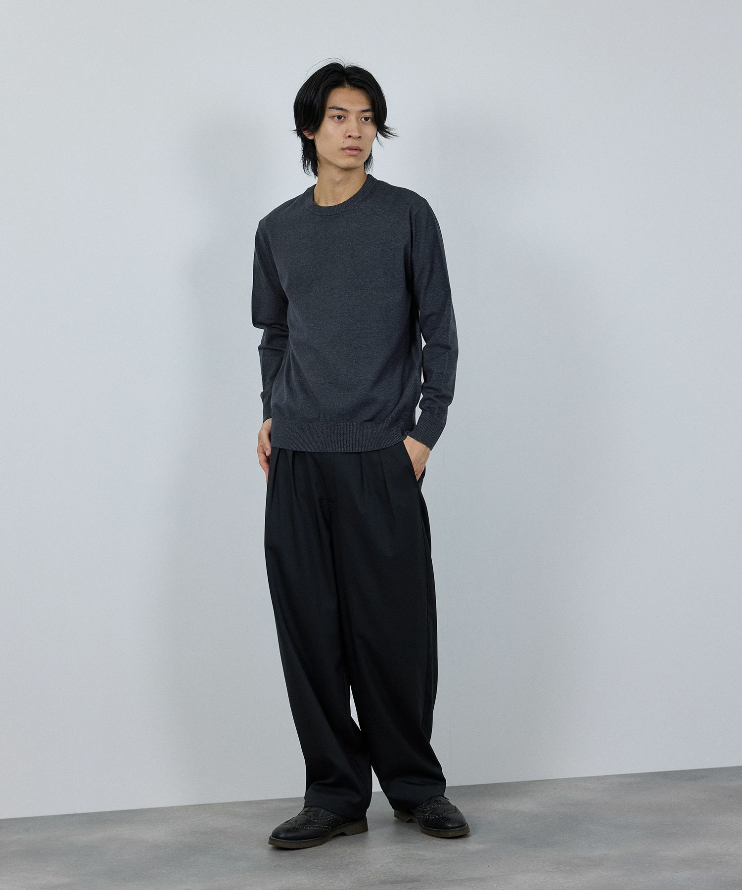 [期間限定価格]NAVY 素肌ニット クルーネック メンズ