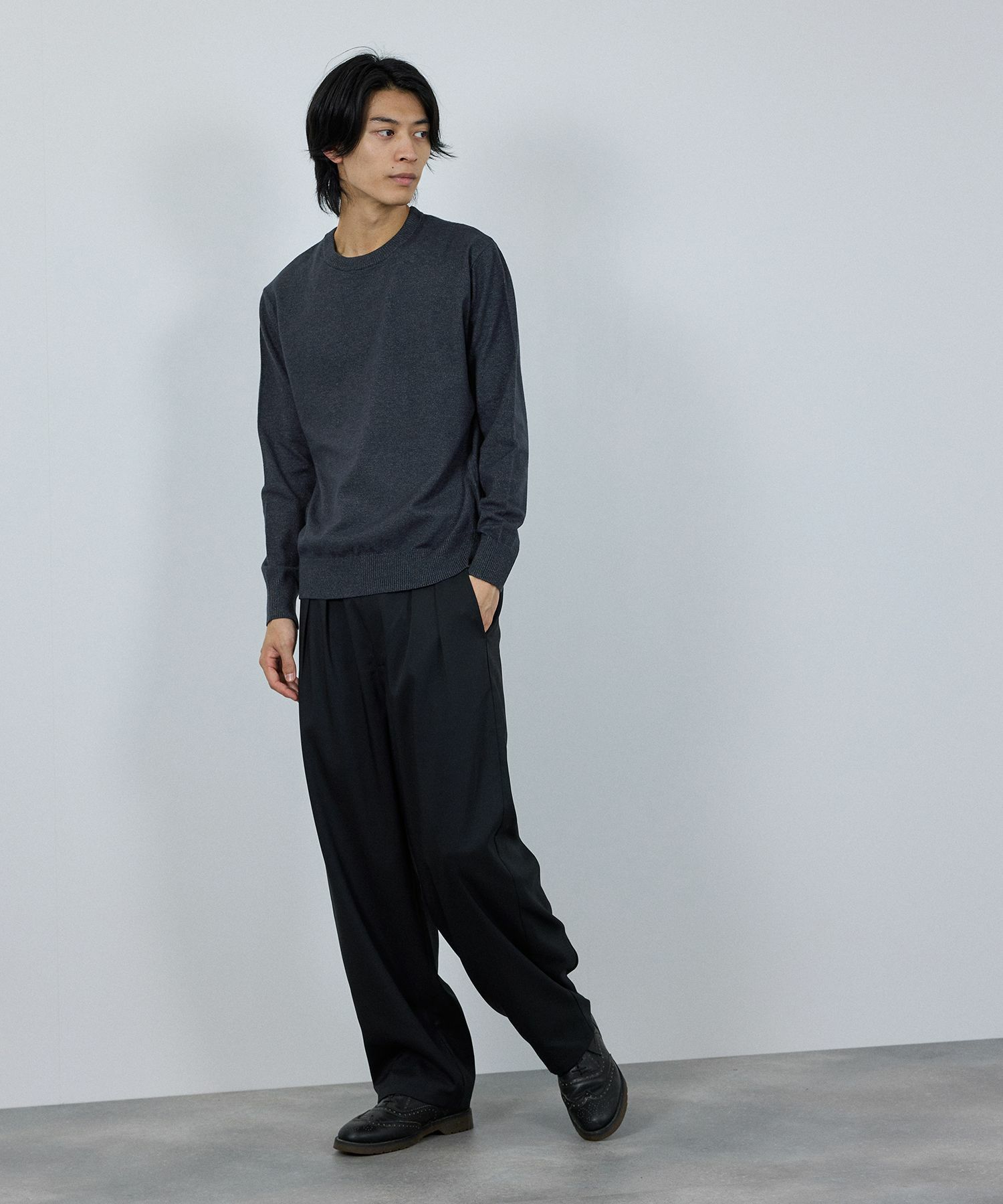 [期間限定価格]NAVY 素肌ニット クルーネック メンズ