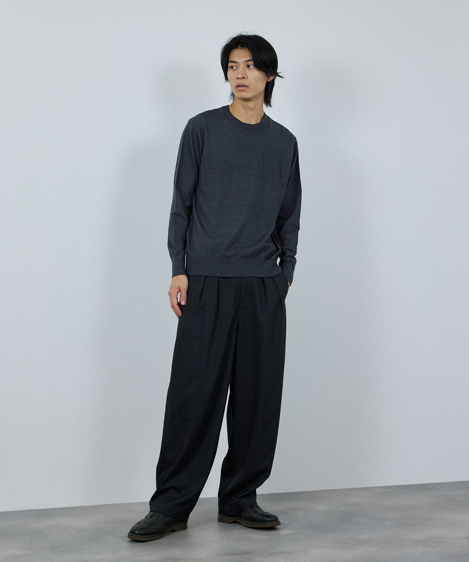 [期間限定価格]NAVY 素肌ニット クルーネック メンズ