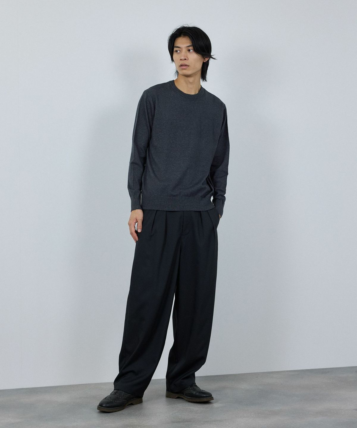 [期間限定価格]NAVY 素肌ニット クルーネック メンズ