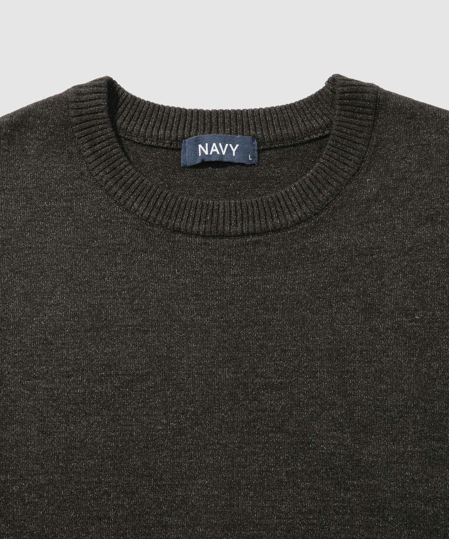 [期間限定価格]NAVY 素肌ニット クルーネック メンズ