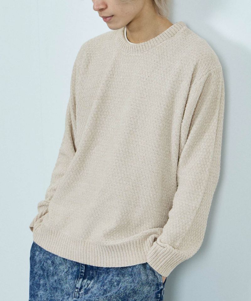 NAVY  トロリカノコモールニット クルーネック メンズ商品画像-4