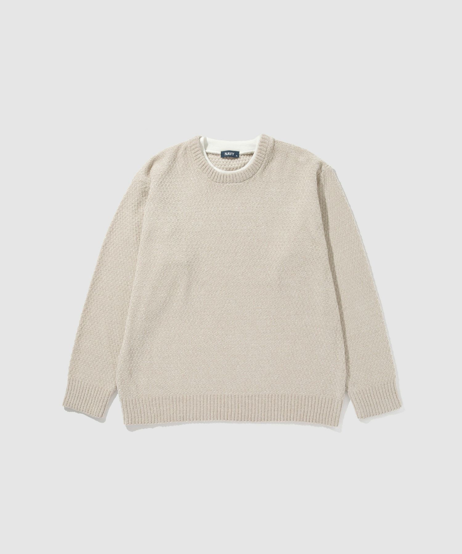 NAVY  トロリカノコモールニット クルーネック メンズ商品画像-4