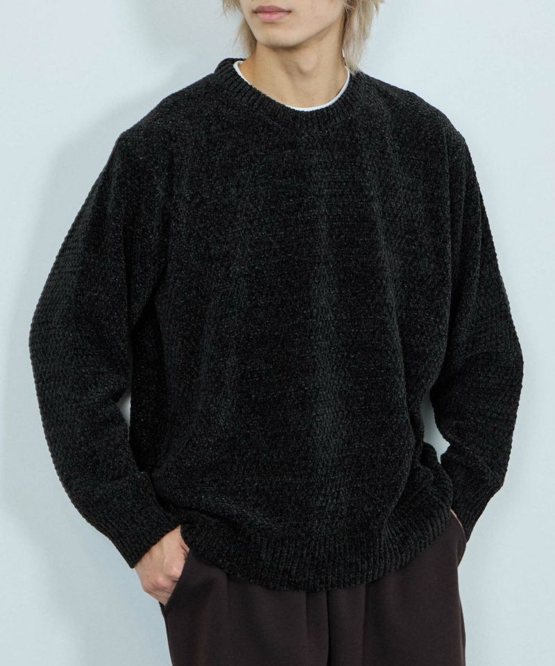 NAVY  トロリカノコモールニット クルーネック メンズ商品画像-5