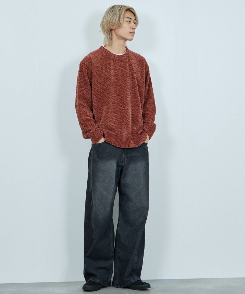 NAVY  トロリカノコモールニット クルーネック メンズ商品画像-9