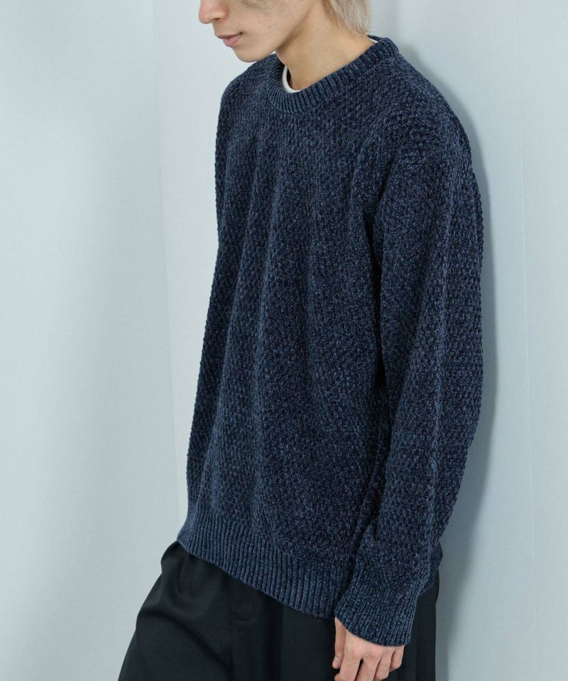 NAVY  トロリカノコモールニット クルーネック メンズ商品画像-10