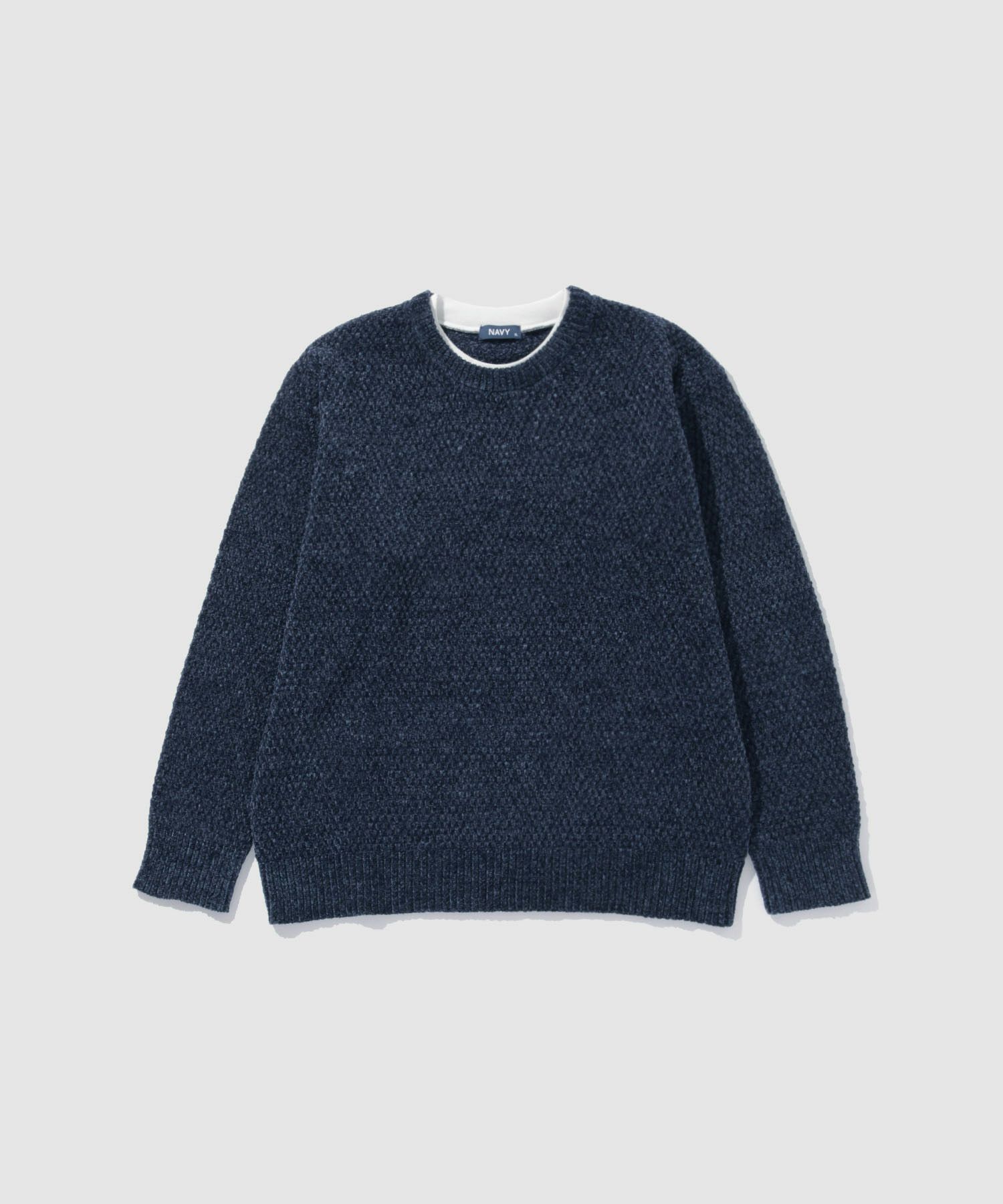 NAVY  トロリカノコモールニット クルーネック メンズ商品画像-14