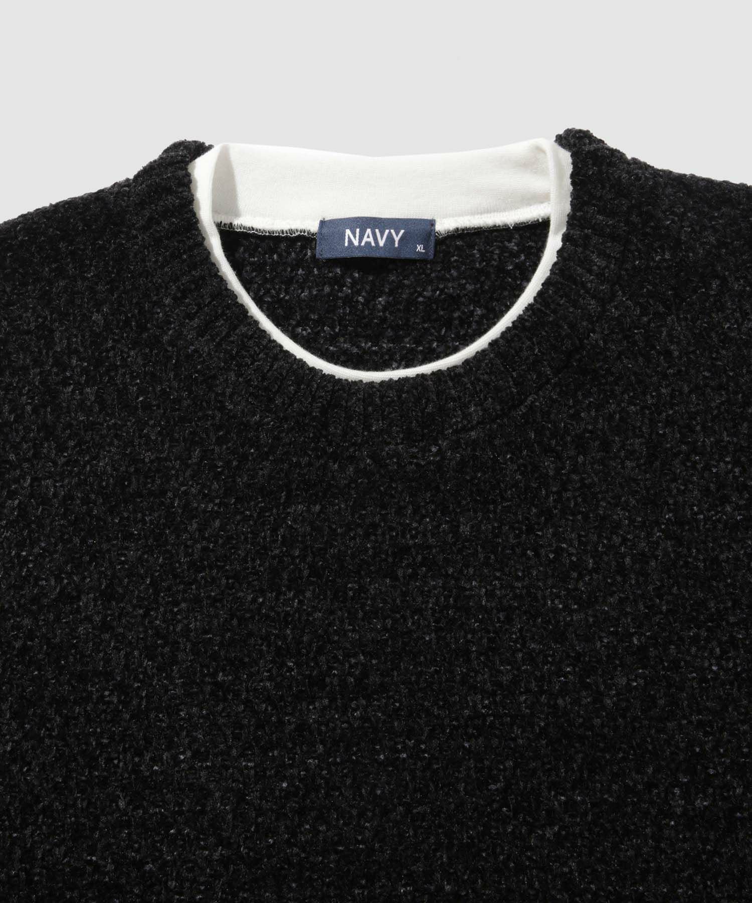 NAVY  トロリカノコモールニット クルーネック メンズ商品画像-17