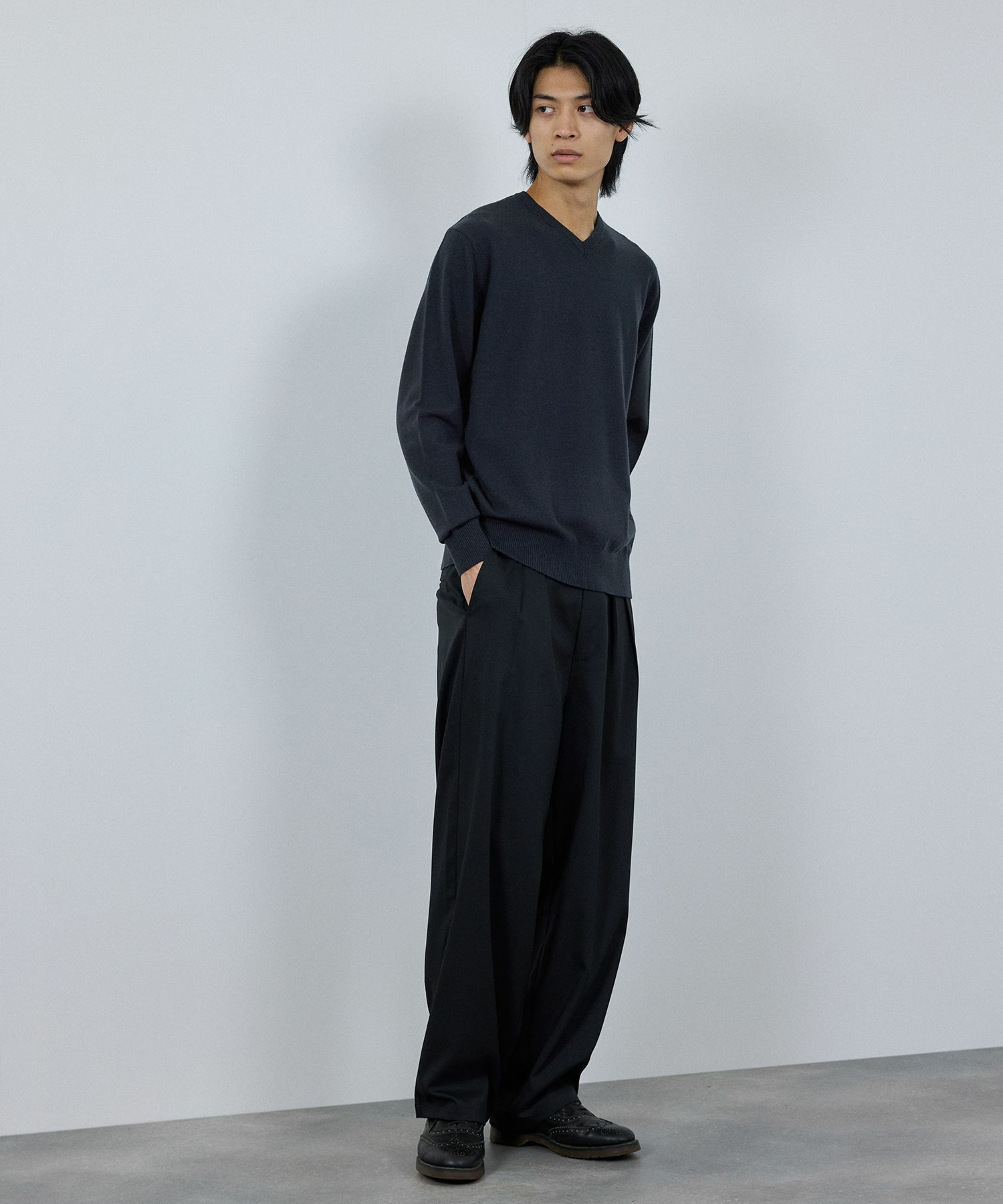 [期間限定価格]NAVY 素肌ニット Vネック メンズ