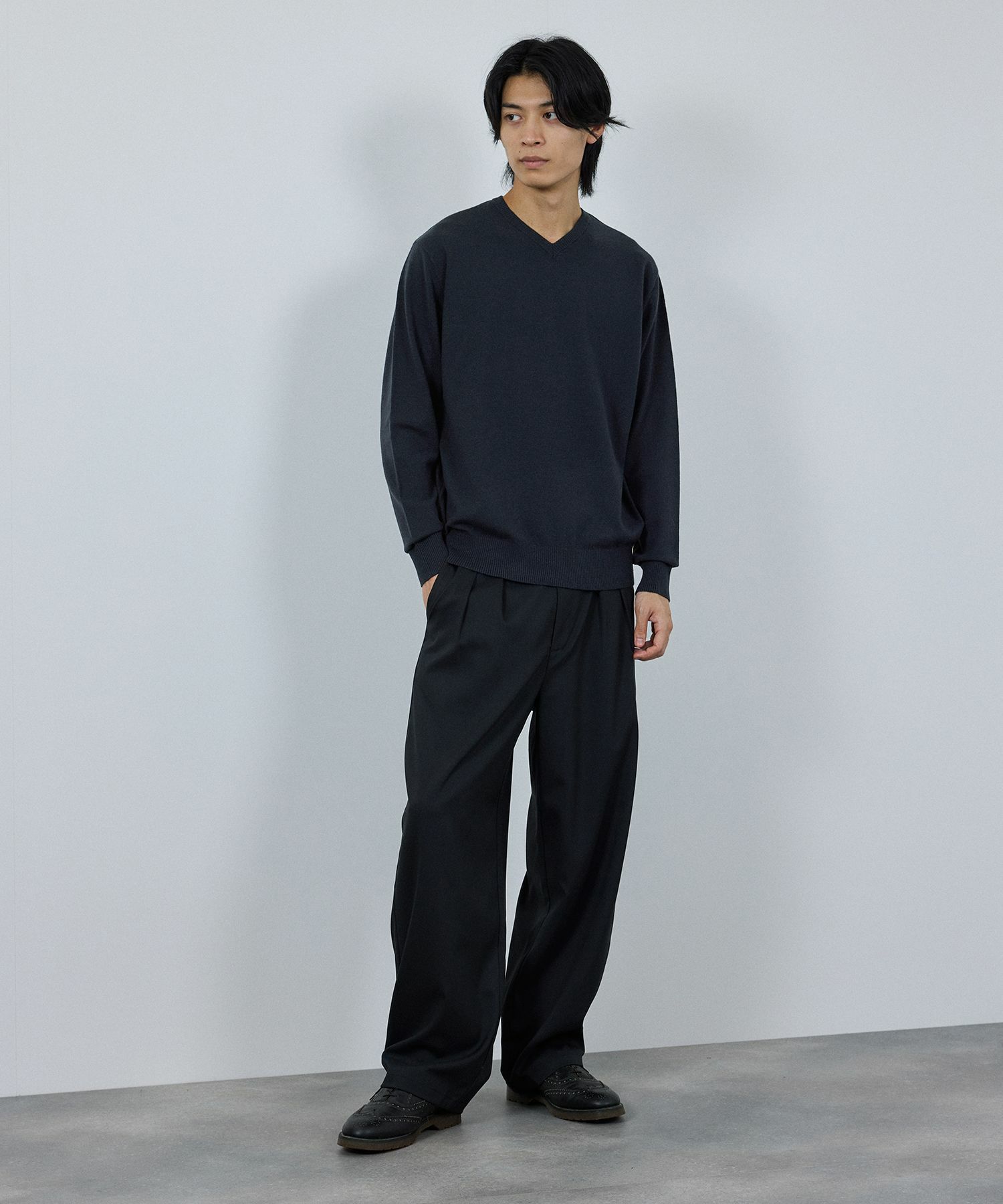 [期間限定価格]NAVY 素肌ニット Vネック メンズ