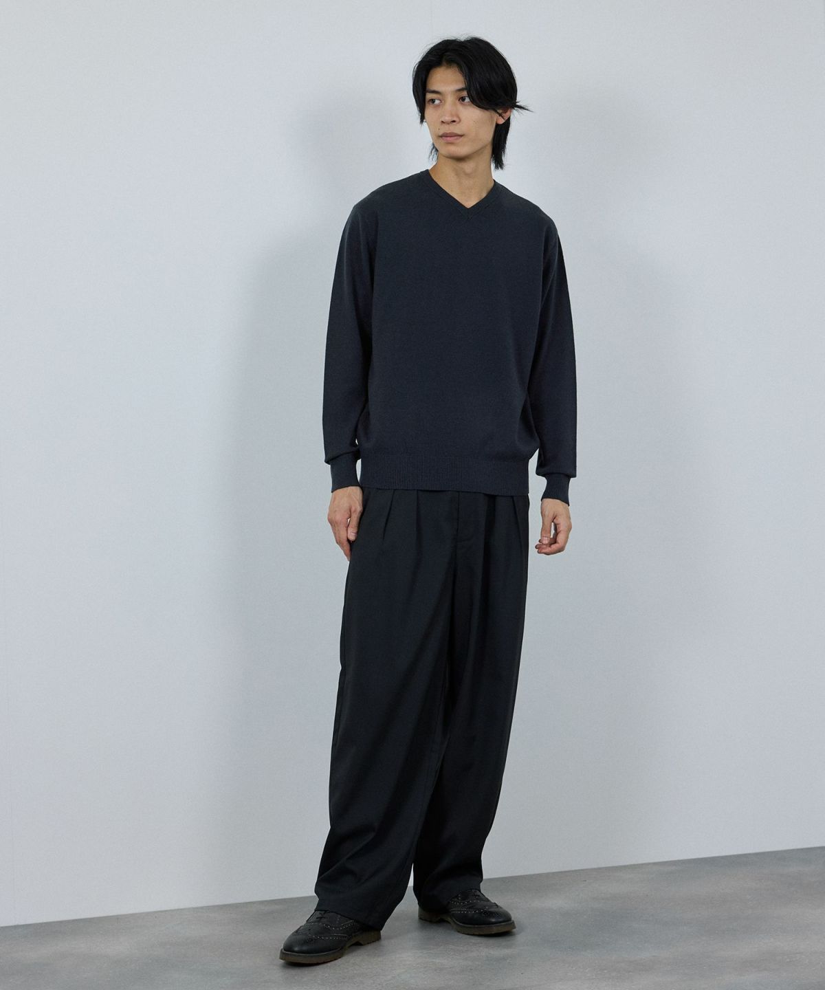 [期間限定価格]NAVY 素肌ニット Vネック メンズ