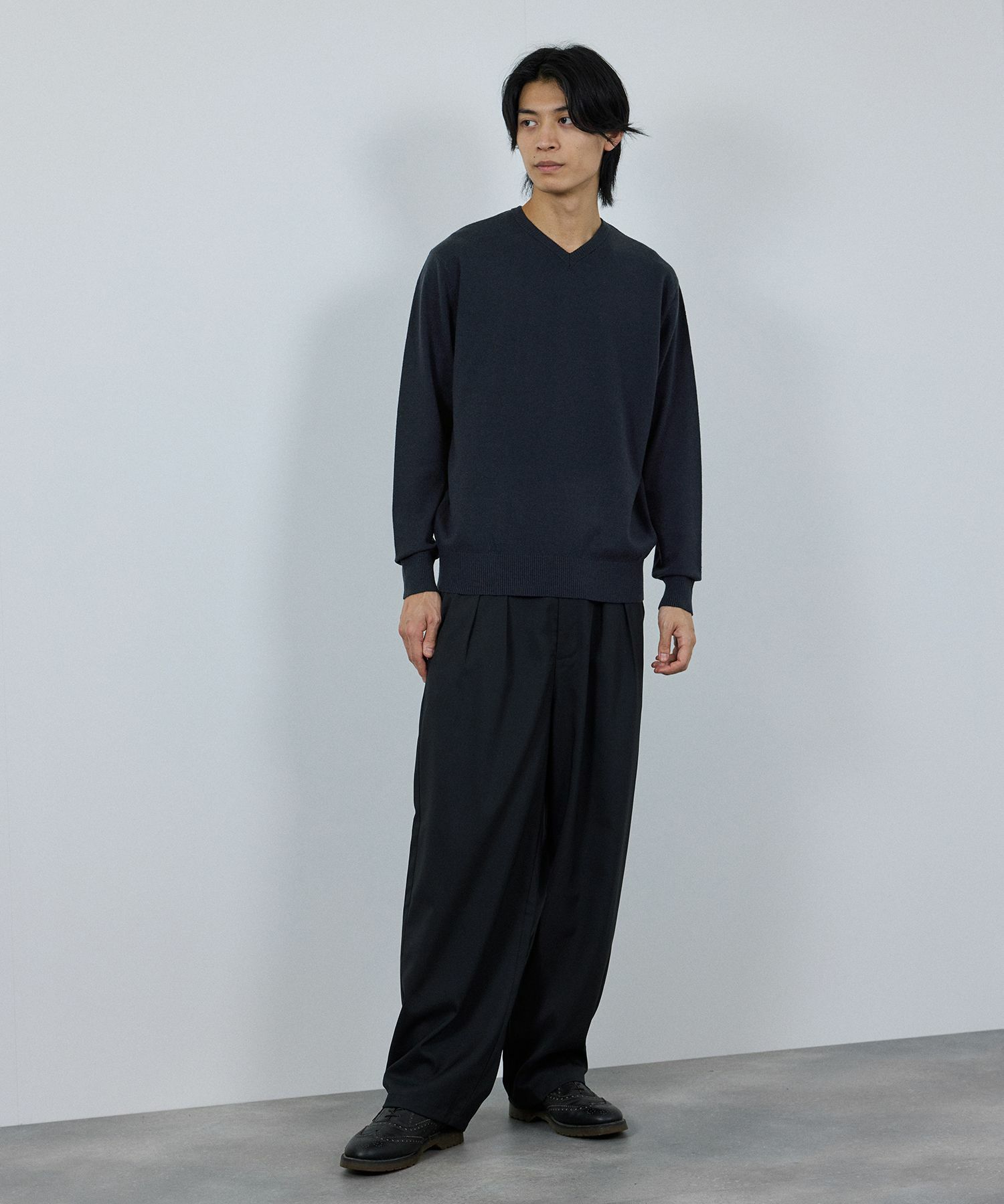 [期間限定価格]NAVY 素肌ニット Vネック メンズ