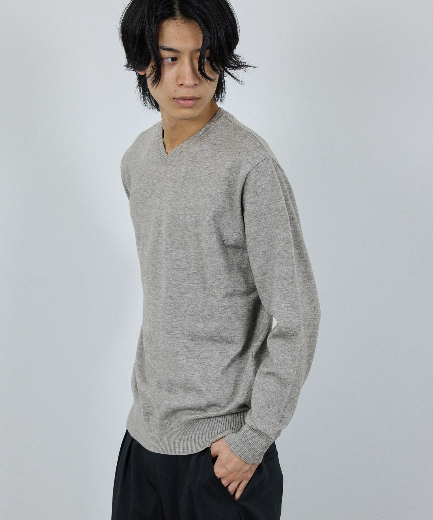 [期間限定価格]NAVY 素肌ニット Vネック メンズ