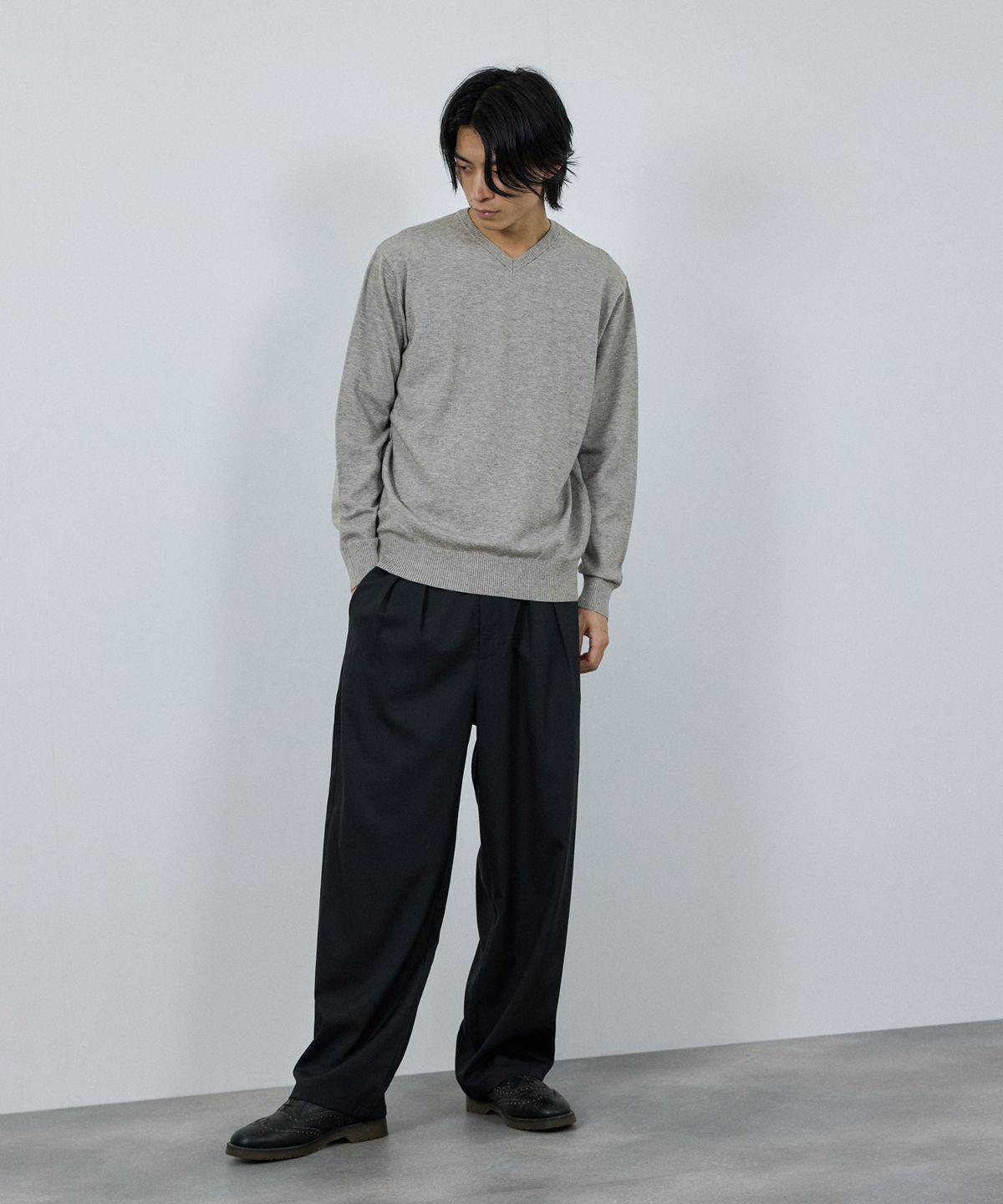 [期間限定価格]NAVY 素肌ニット Vネック メンズ