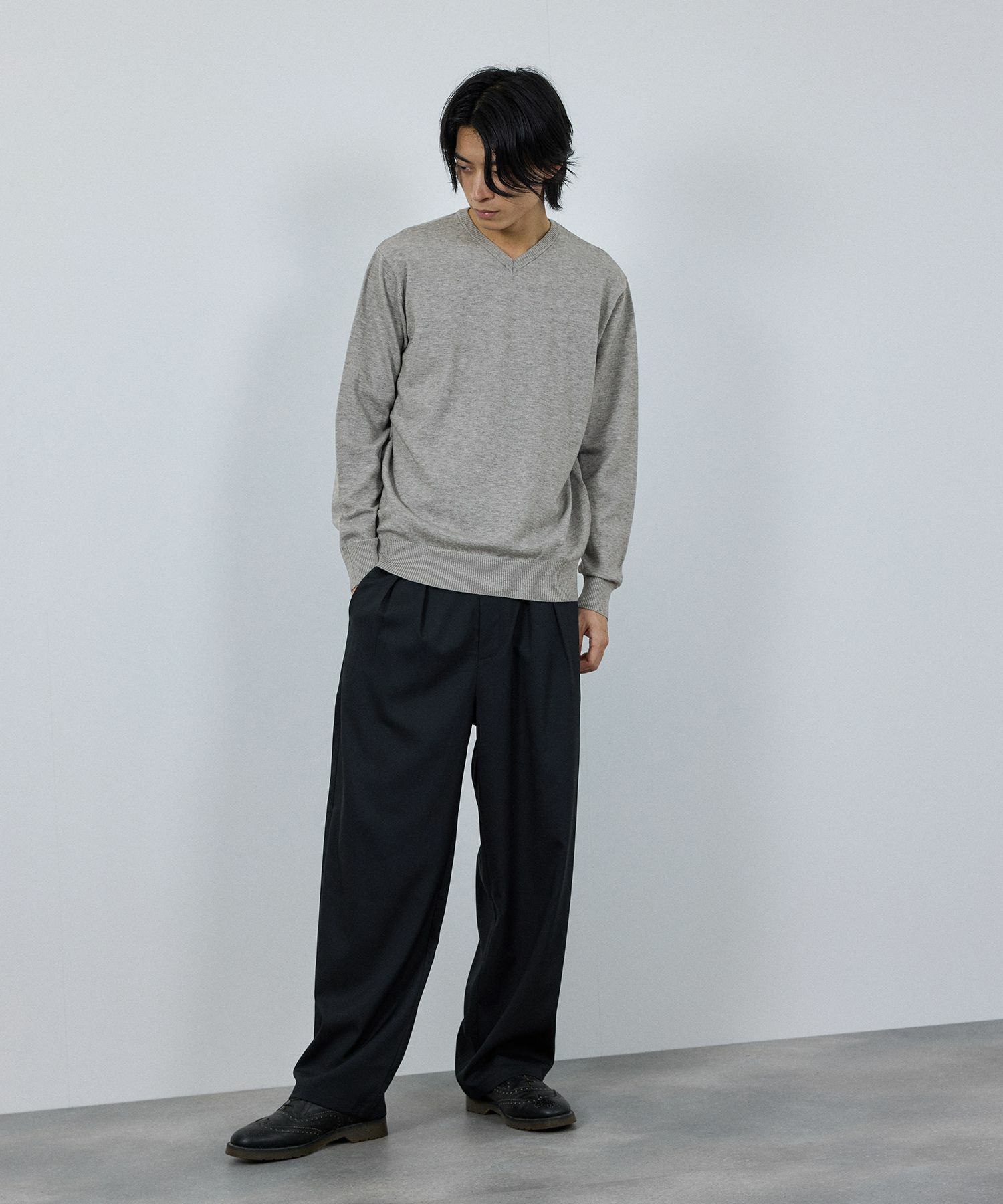 [期間限定価格]NAVY 素肌ニット Vネック メンズ