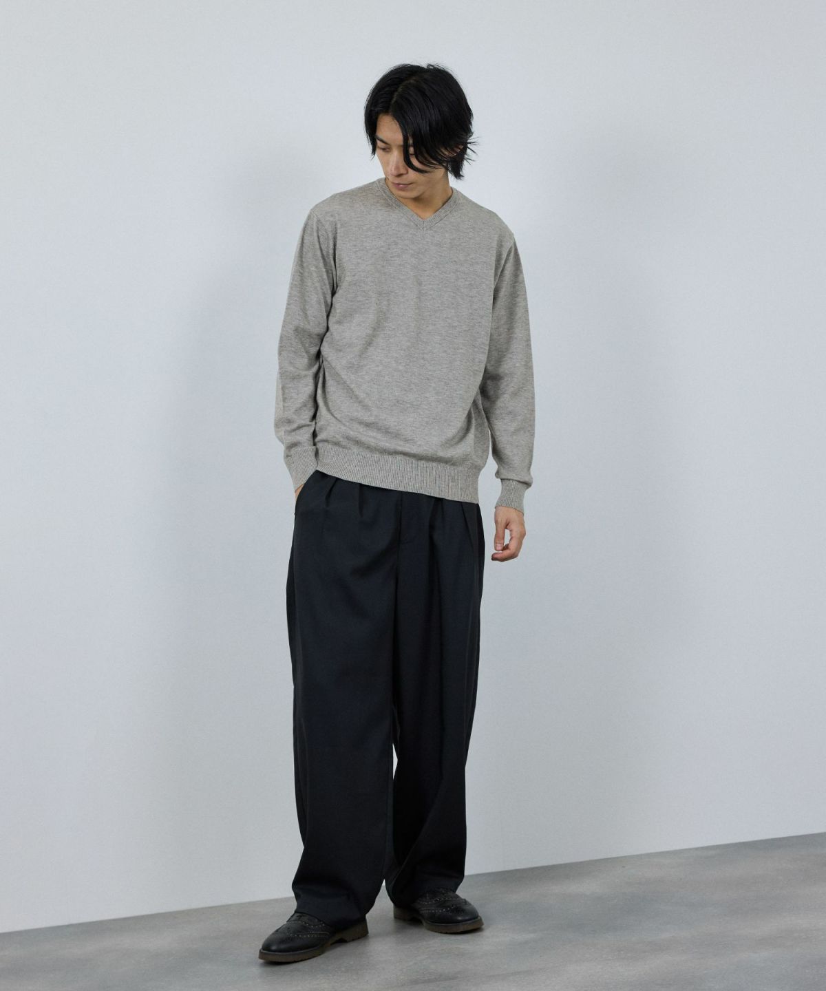 [期間限定価格]NAVY 素肌ニット Vネック メンズ