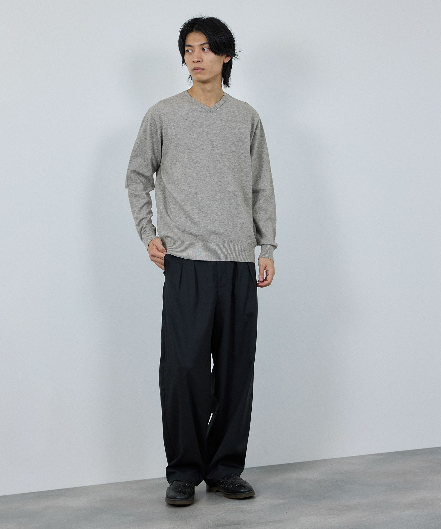 [期間限定価格]NAVY 素肌ニット Vネック メンズ