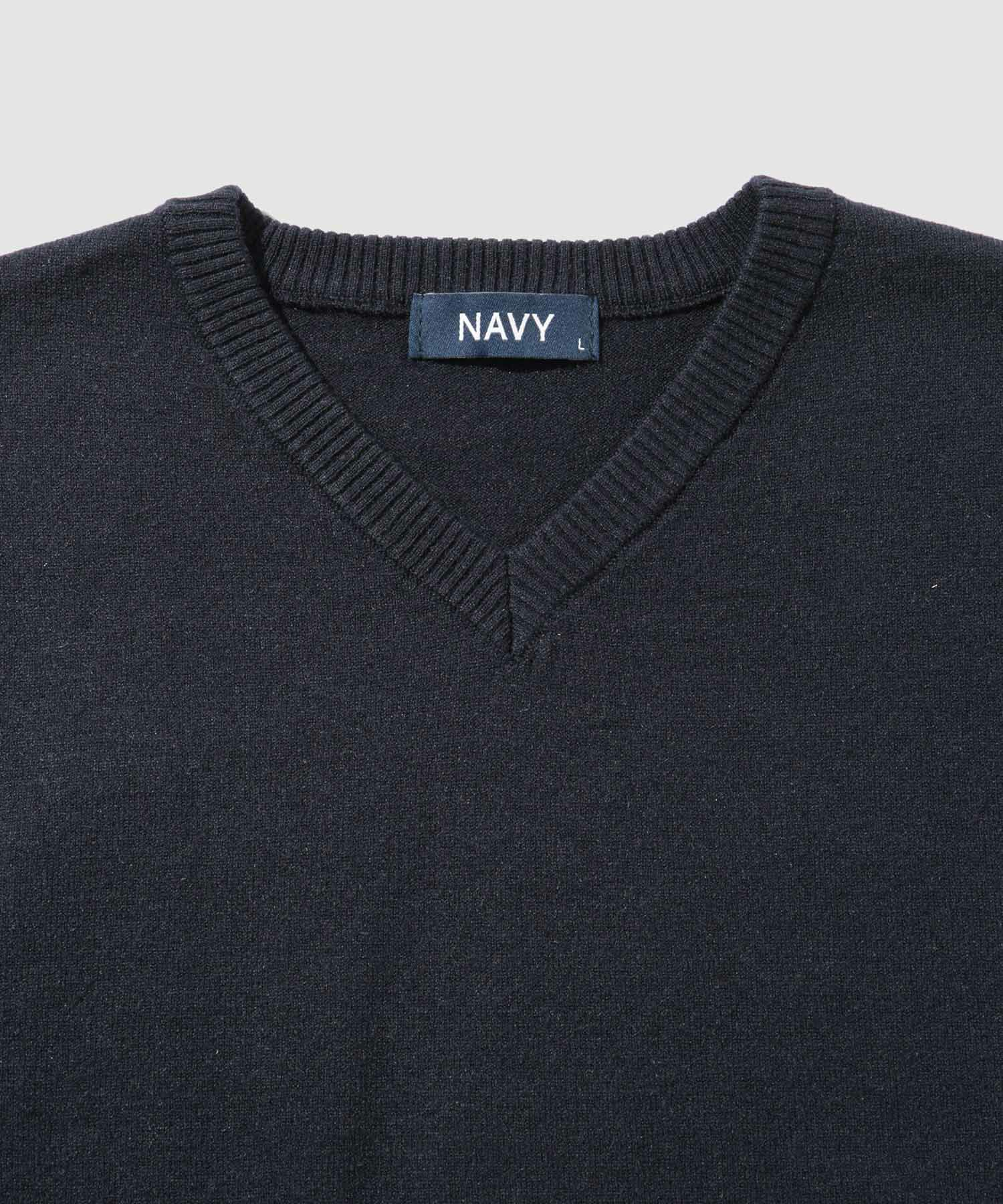 [期間限定価格]NAVY 素肌ニット Vネック メンズ