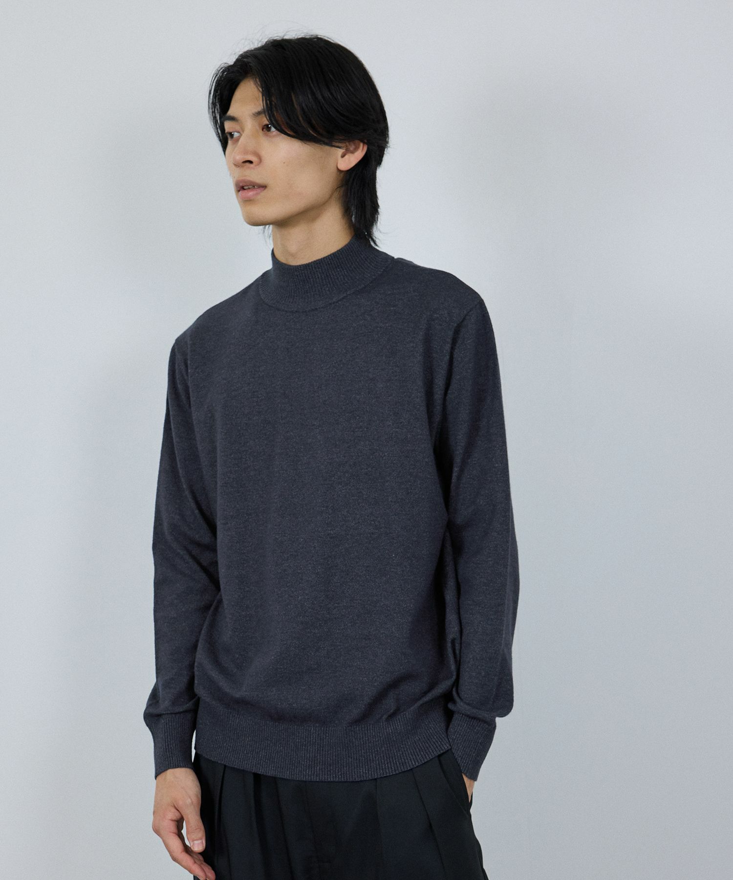 NAVY  素肌ニット ハイネック メンズ商品画像-3