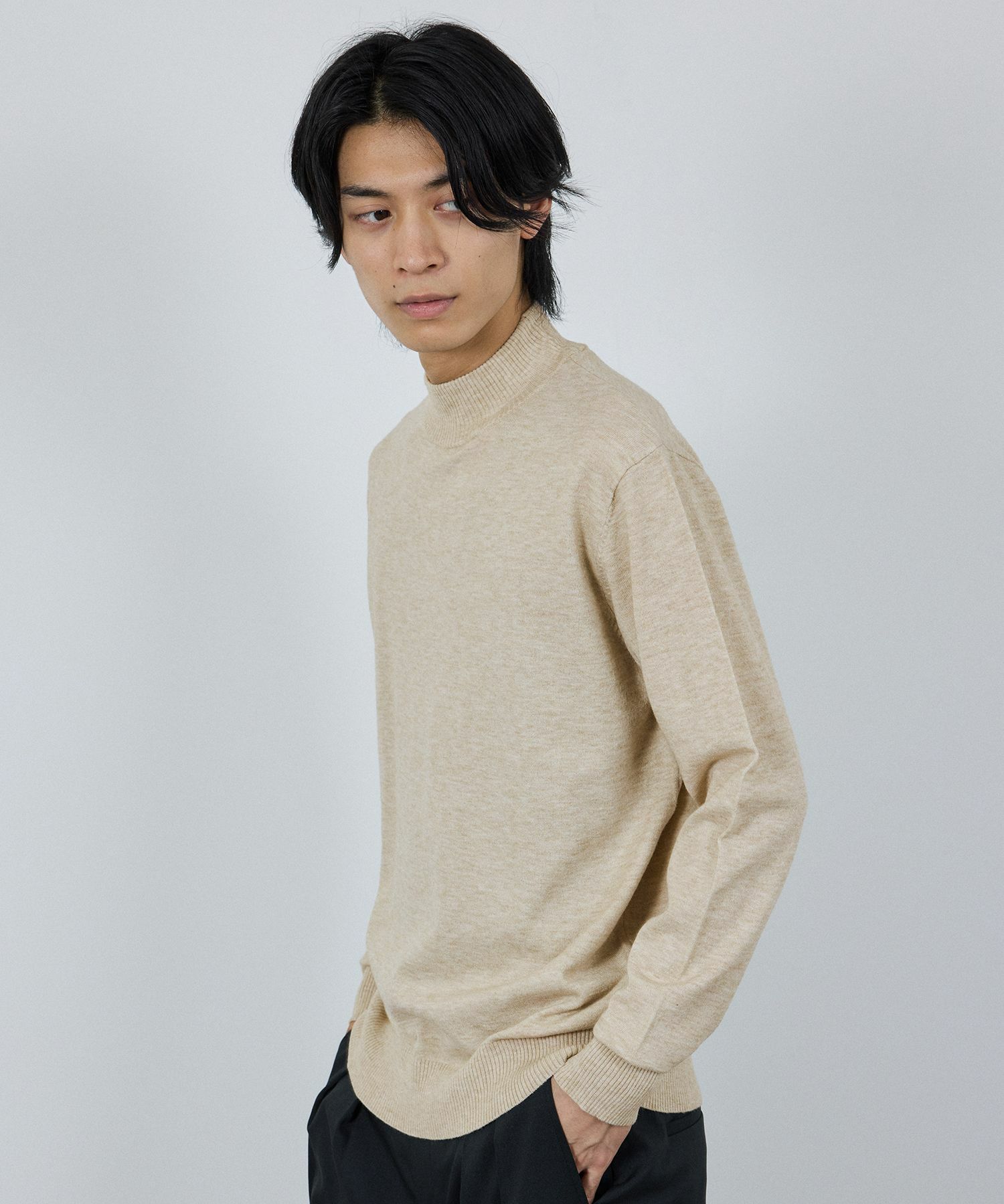 [期間限定価格]NAVY 素肌ニット ハイネック メンズ