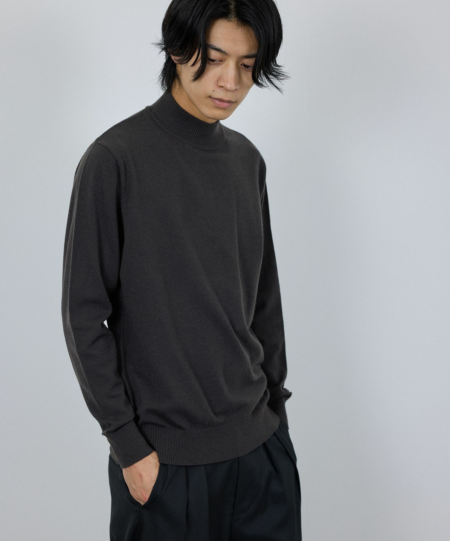 [期間限定価格]NAVY 素肌ニット ハイネック メンズ