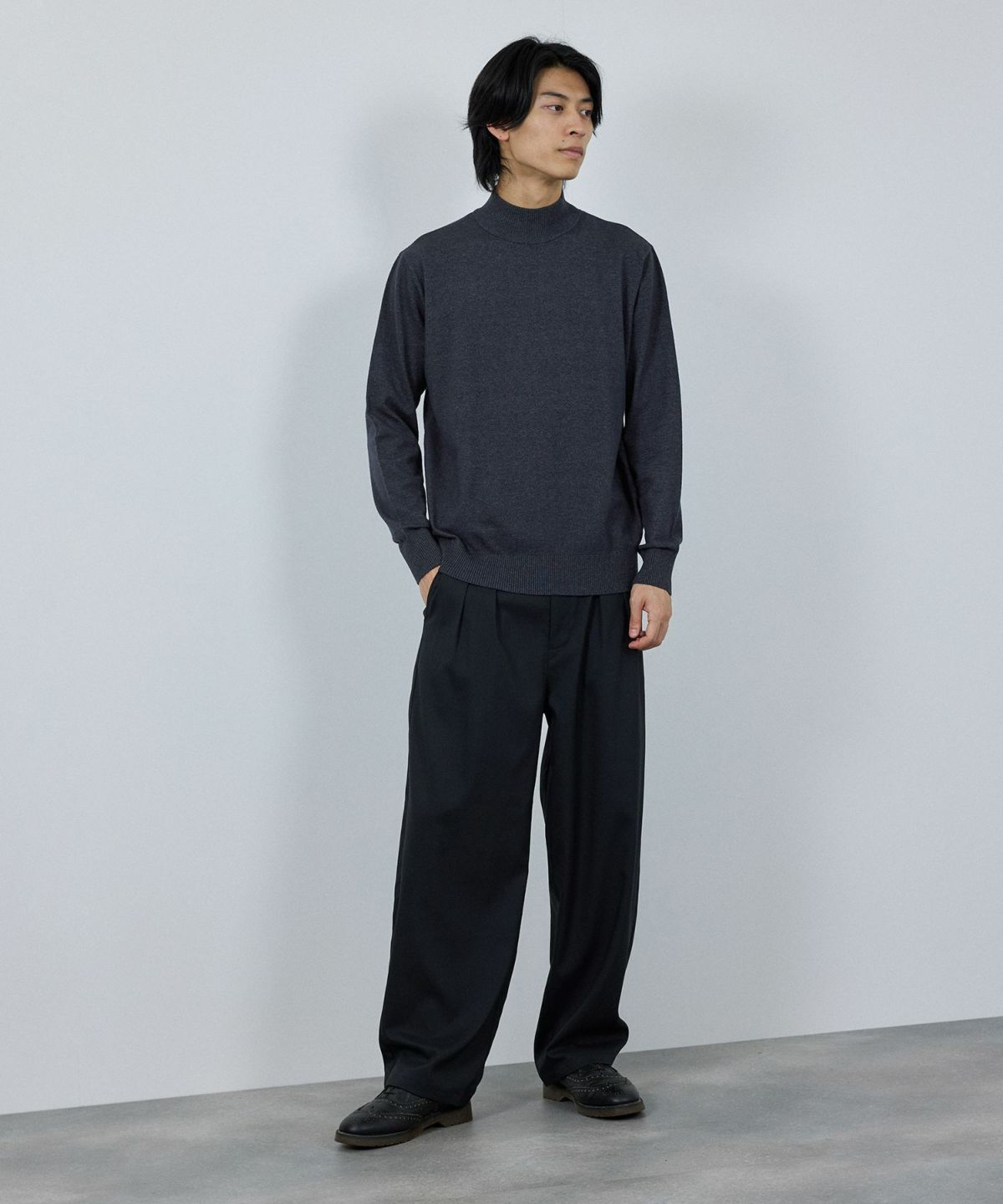 [期間限定価格]NAVY 素肌ニット ハイネック メンズ