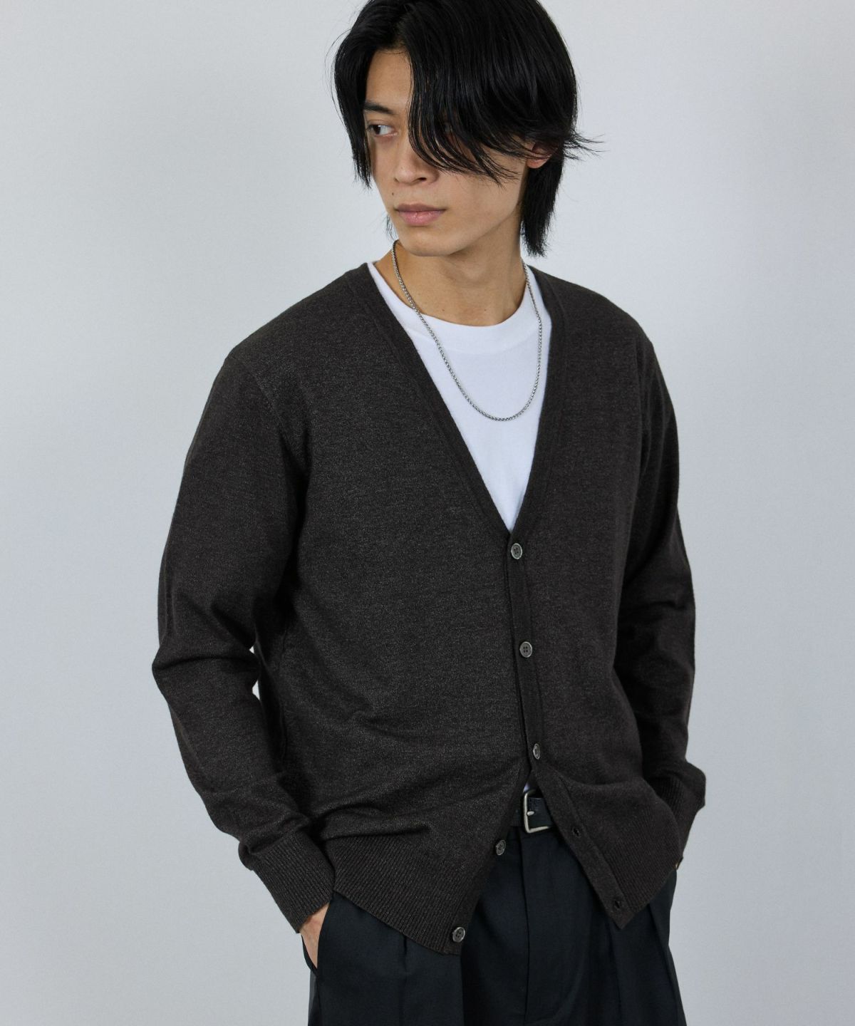 [期間限定価格]NAVY 素肌ニット Vネックカーディガン メンズ