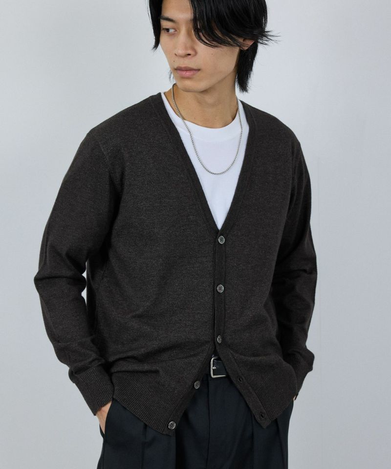 NAVY  素肌ニット Vネックカーディガン メンズ商品画像-5