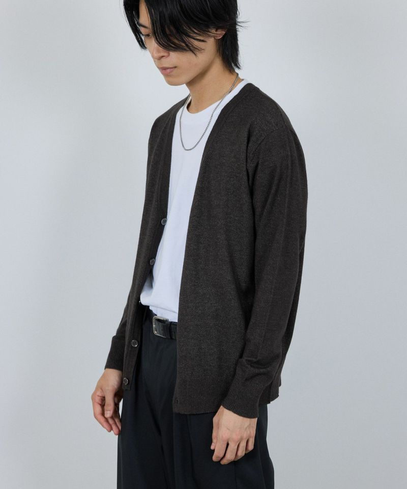 NAVY  素肌ニット Vネックカーディガン メンズ商品画像-7