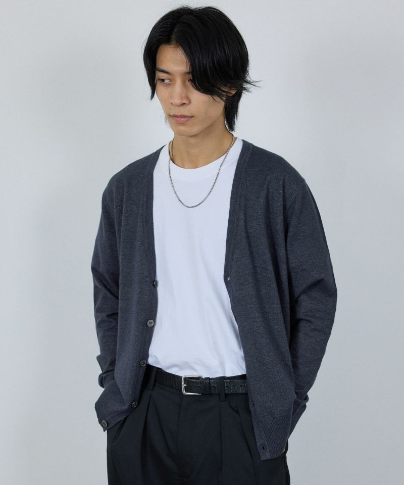 NAVY  素肌ニット Vネックカーディガン メンズ商品画像-11