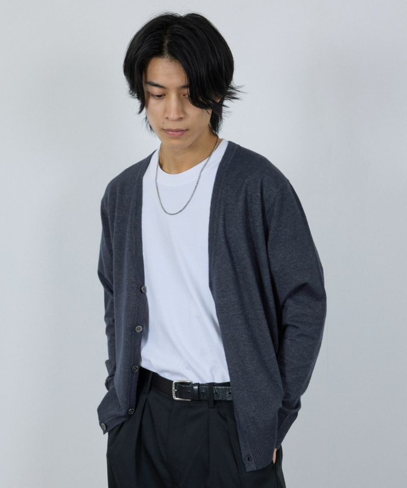 NAVY  素肌ニット Vネックカーディガン メンズ商品画像-12