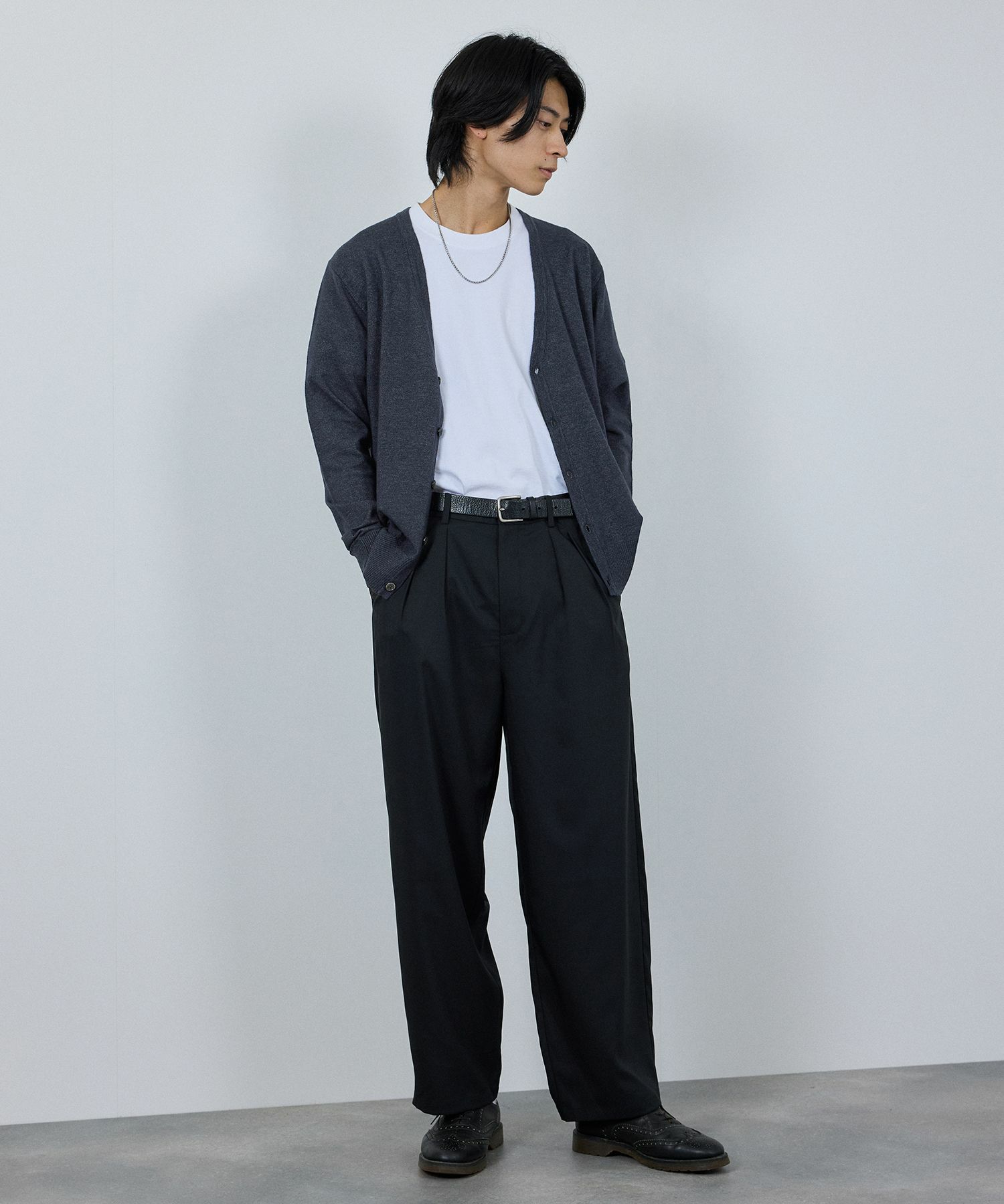 [期間限定価格]NAVY 素肌ニット Vネックカーディガン メンズ