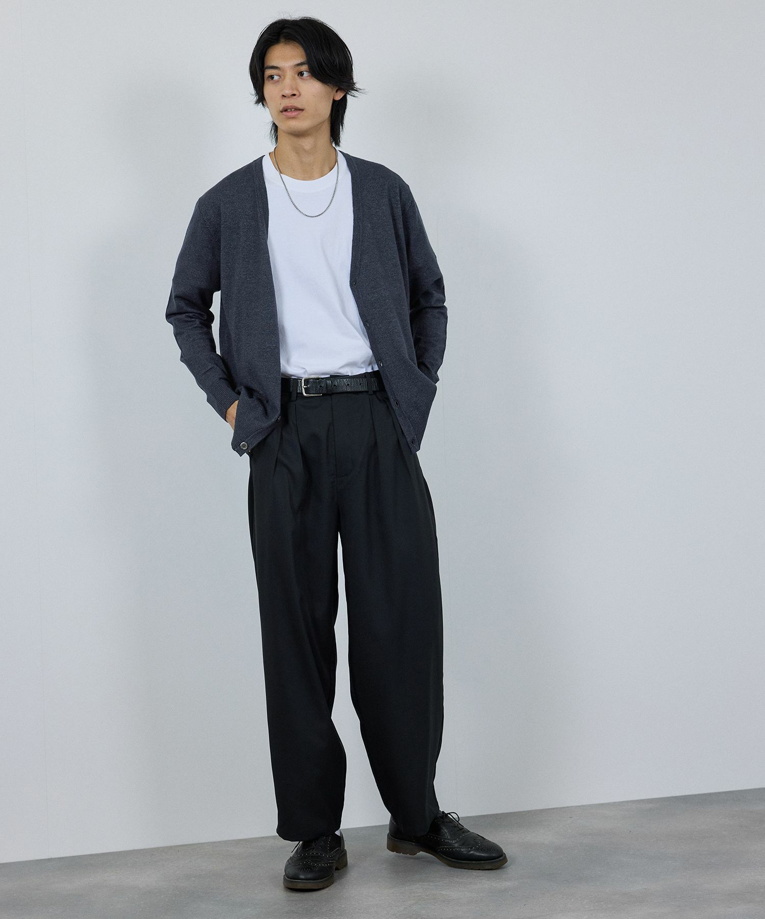 [期間限定価格]NAVY 素肌ニット Vネックカーディガン メンズ