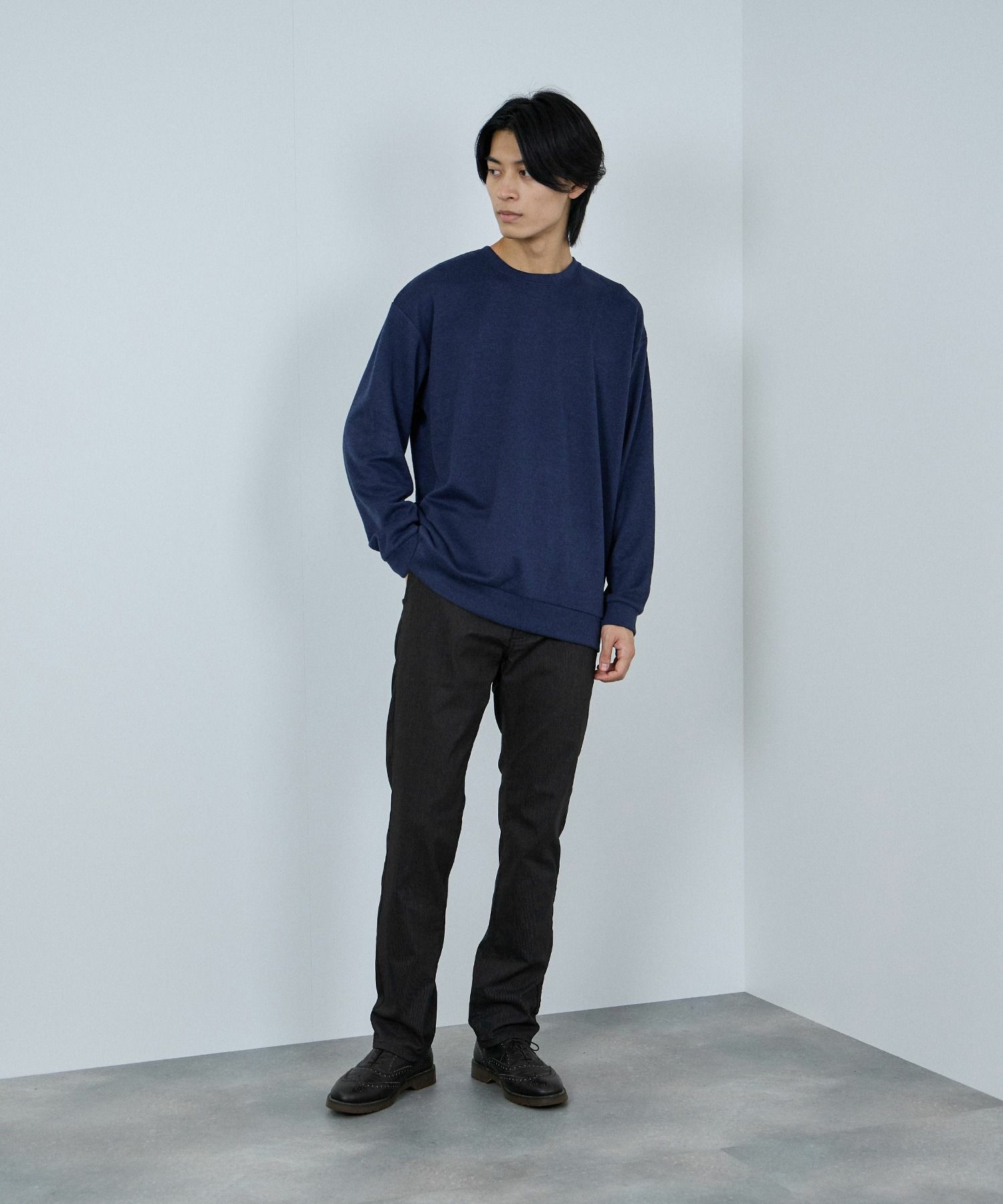 NAVY MAC HEAT 裏起毛ストレートパンツ メンズ