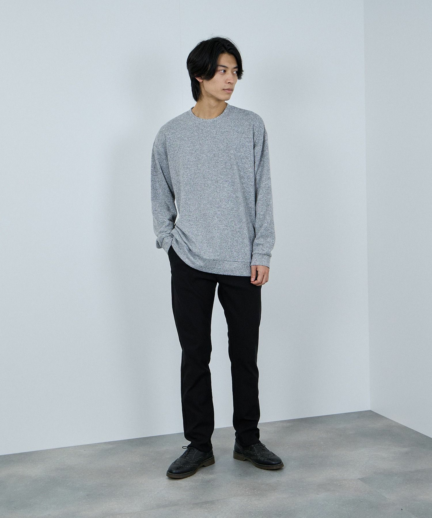 NAVY MAC HEAT 裏起毛ストレートパンツ メンズ