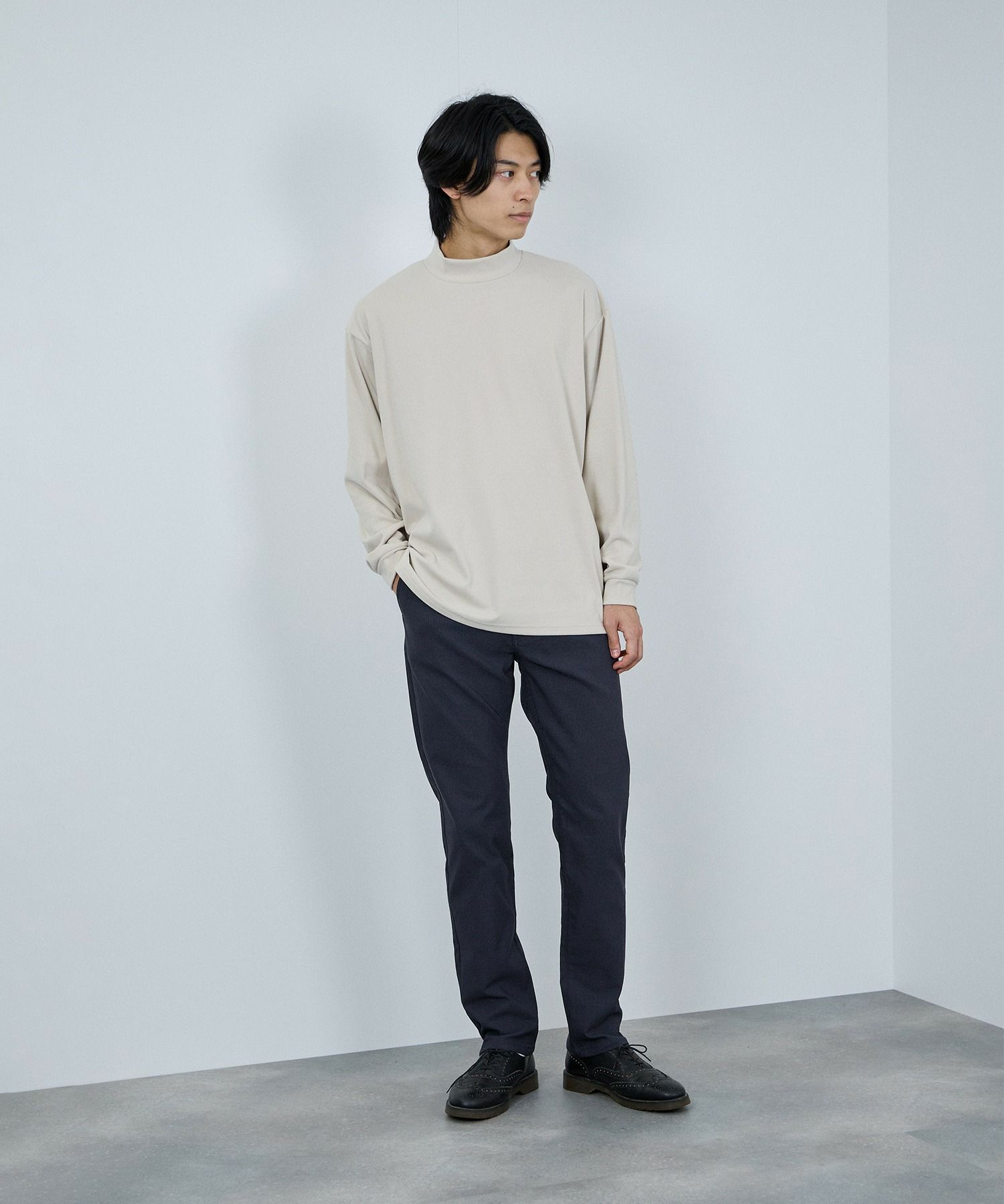 NAVY MAC HEAT 裏起毛ストレートパンツ メンズ