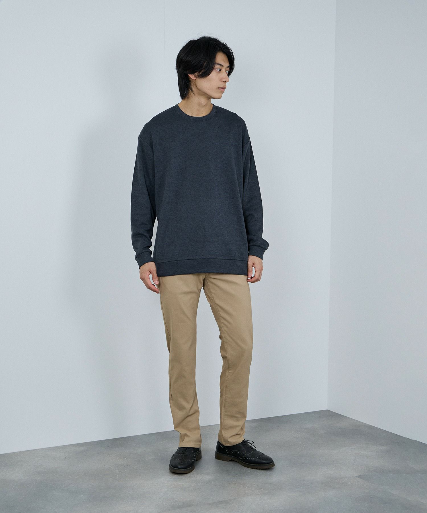 NAVY MAC HEAT 裏起毛ストレートパンツ メンズ