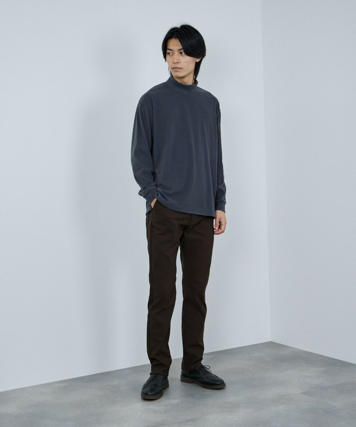 NAVY MAC HEAT 裏起毛ストレートパンツ メンズ